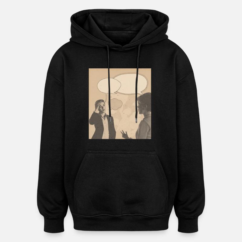 Conversation rétro - Sweat à capuche oversize unisexe - noir