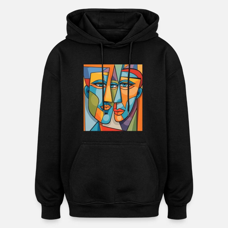 Portrait abstrait - Sweat à capuche oversize unisexe - noir