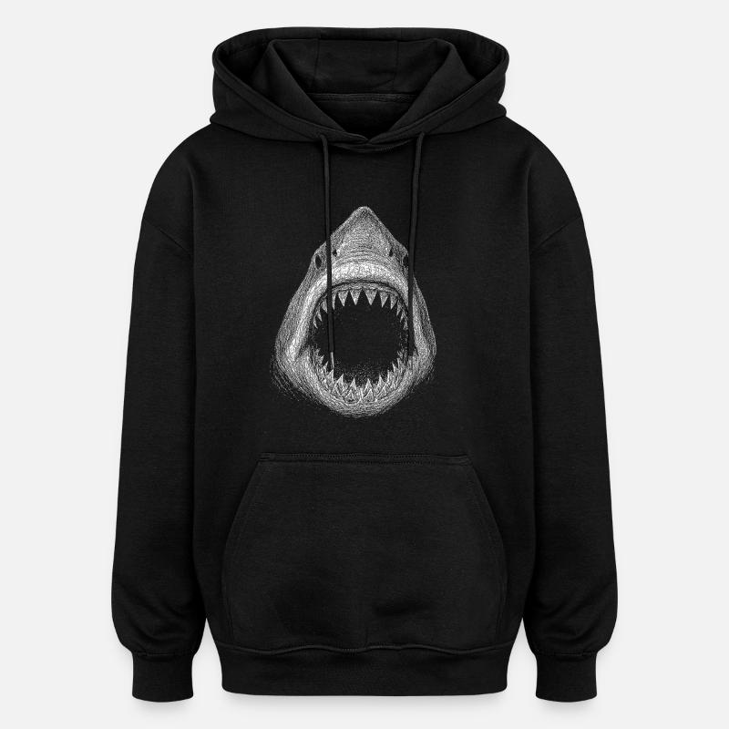Grand requin blanc - Sweat à capuche oversize unisexe - noir
