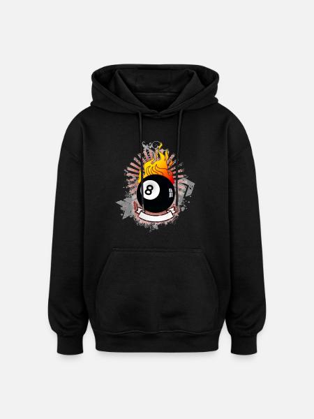Burning 8-Ball (Billiards design) 03 - Oversized Unisex Hoodie - black