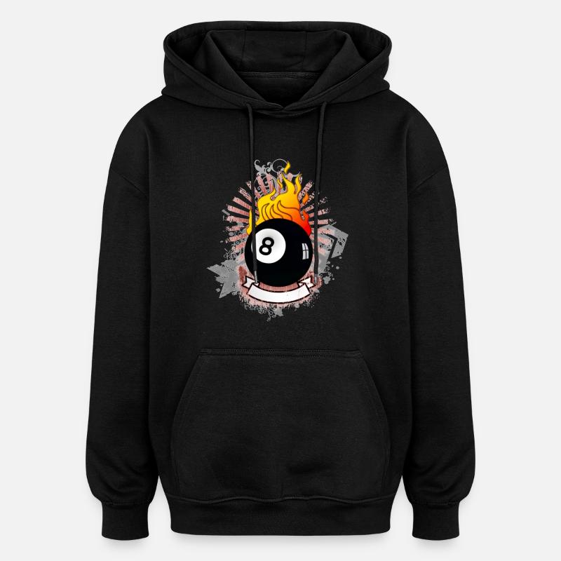 Burning 8-Ball (Billard-Design) 03 - Oversized Unisex Hoodie - Schwarz
