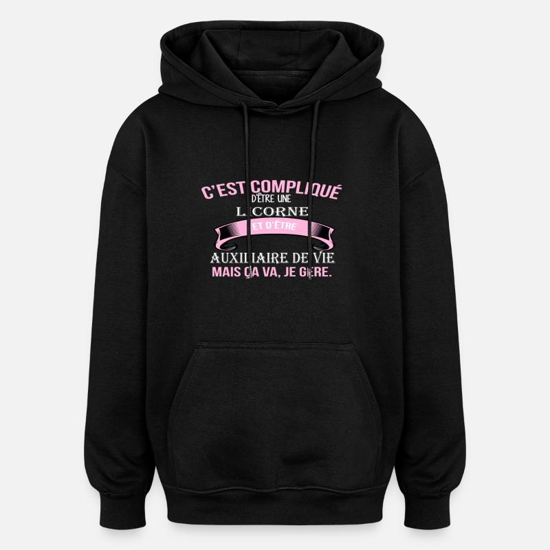 Auxiliaire de vie - Sweat à capuche oversize unisexe - noir