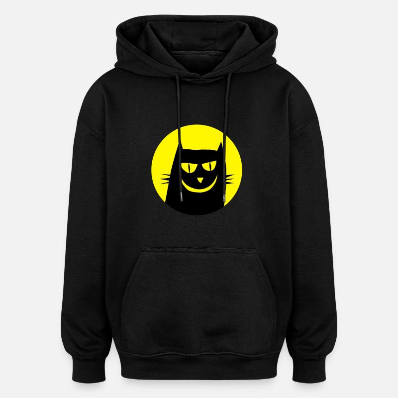 Chat drôle - Sweat à capuche oversize unisexe - noir