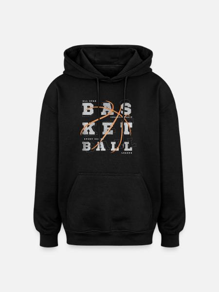 BASKET-BALL - Sweat à capuche oversize unisexe - noir
