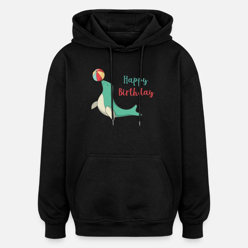 anniversaire - Sweat à capuche oversize unisexe - noir