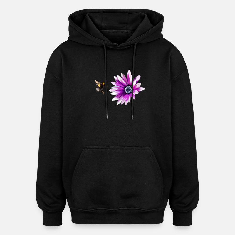 Blume und Hummel - Oversized Unisex Hoodie - Schwarz