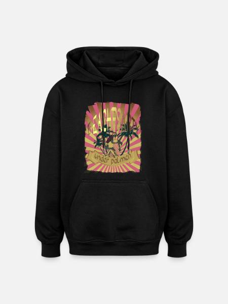Beach party dancing under palm trees - Oversized Unisex Hoodie - black