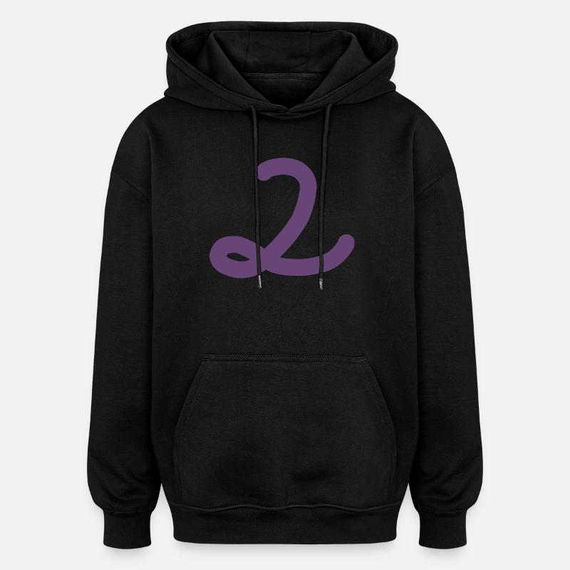2 Nummer zwei Zahl violett - Oversized Unisex Hoodie - Schwarz