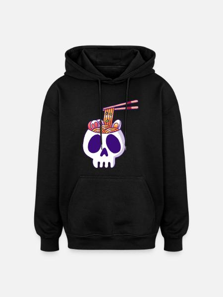 Skull and noodles - Oversized Unisex Hoodie - black