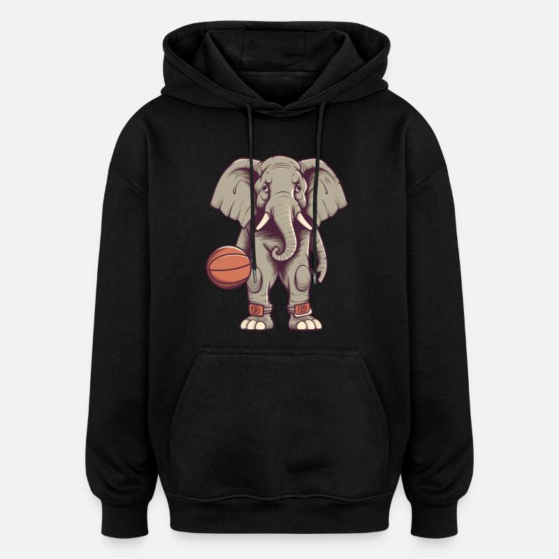 Éléphant de basket-ball - Sweat à capuche oversize unisexe - noir