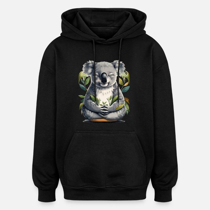 Méditation Koala - Sweat à capuche oversize unisexe - noir