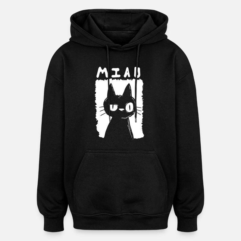 Miau - Oversized Unisex Hoodie - Schwarz
