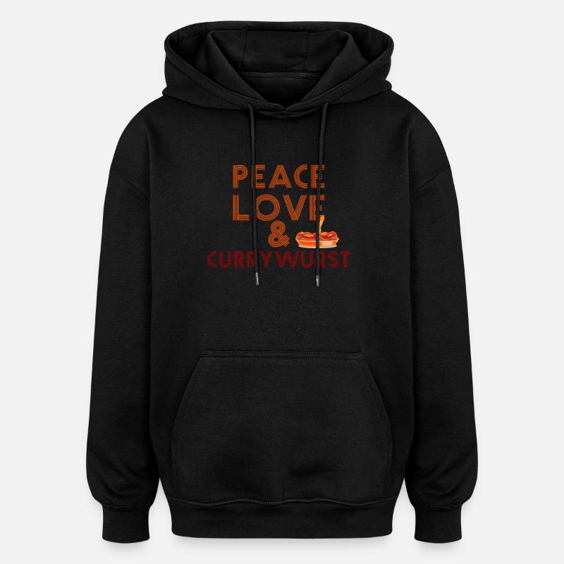 Paix, amour et Currywurst - Sweat à capuche oversize unisexe - noir