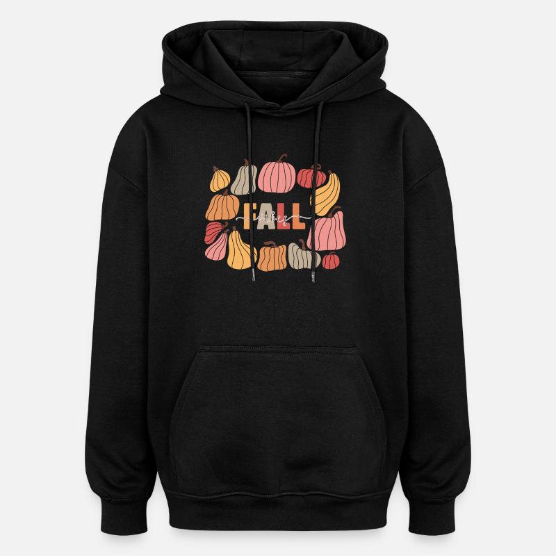 Fall Vibes Citrouilles - Sweat à capuche oversize unisexe - noir