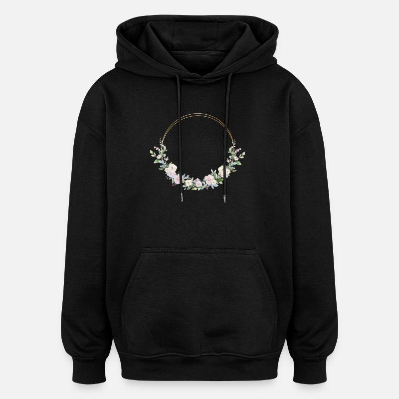 Couronne de printemps - Personnalisable - Sweat à capuche oversize unisexe - noir