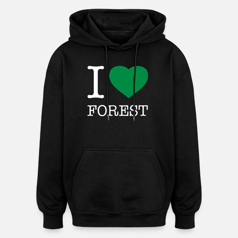 I LOVE FOREST - Oversized Unisex Hoodie - Schwarz