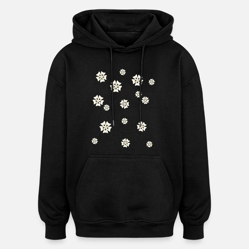 Blumenmuster in schlichtem Stil - Oversized Unisex Hoodie - Schwarz