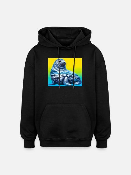 Phoque - Sweat à capuche oversize unisexe - noir