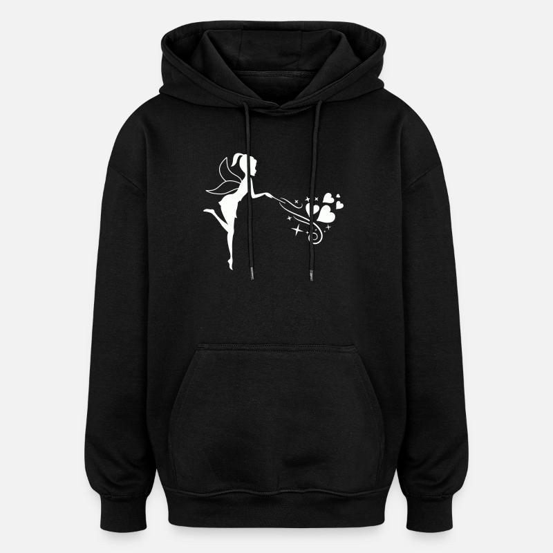 Fairytale fairy with heart magic - Oversized Unisex Hoodie - black