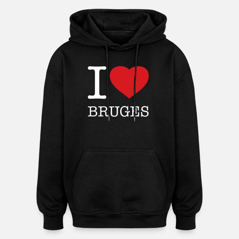 J’adore Bruges - Sweat à capuche oversize unisexe - noir