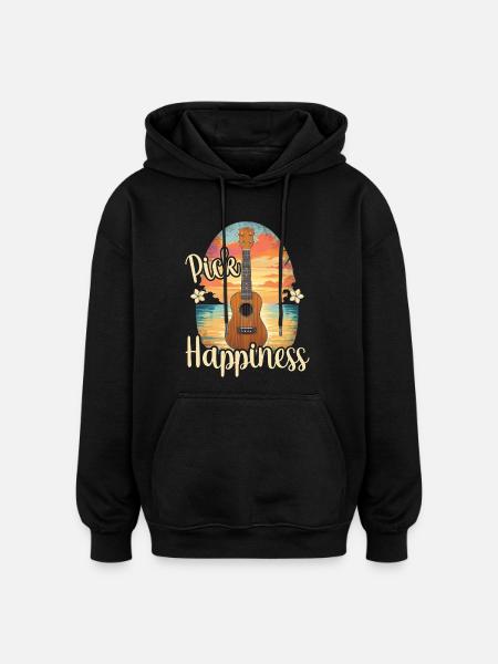 Pick Happiness! Ukulele Sunset - Oversized Unisex Hoodie - Schwarz