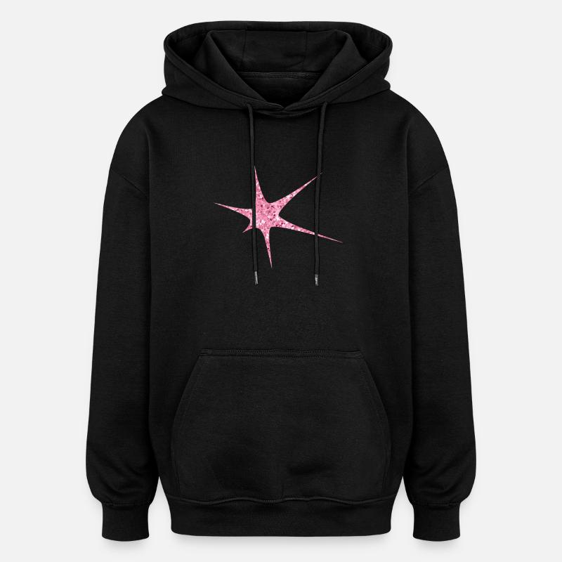 Paillettes roses Starburst Sparkle - Sweat à capuche oversize unisexe - noir