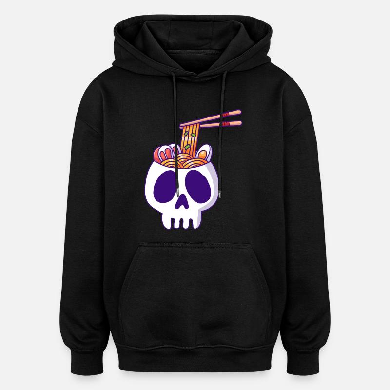 Crâne et nouilles Ramen - Sweat à capuche oversize unisexe - noir