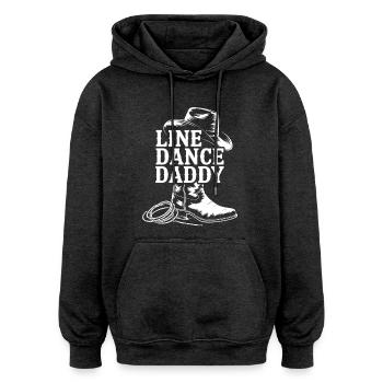 Motif de papa en ligne de cowboy - Sweat à capuche oversize unisexe - charbon - Devant - Noah (186cm)