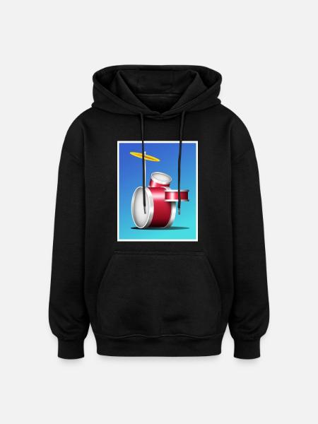 Cartoon Red Drum Kit - Oversized Unisex Hoodie - black