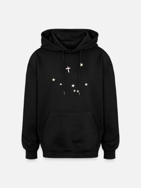 Kreuz im Sternenhimmel - Oversized Unisex Hoodie - Schwarz
