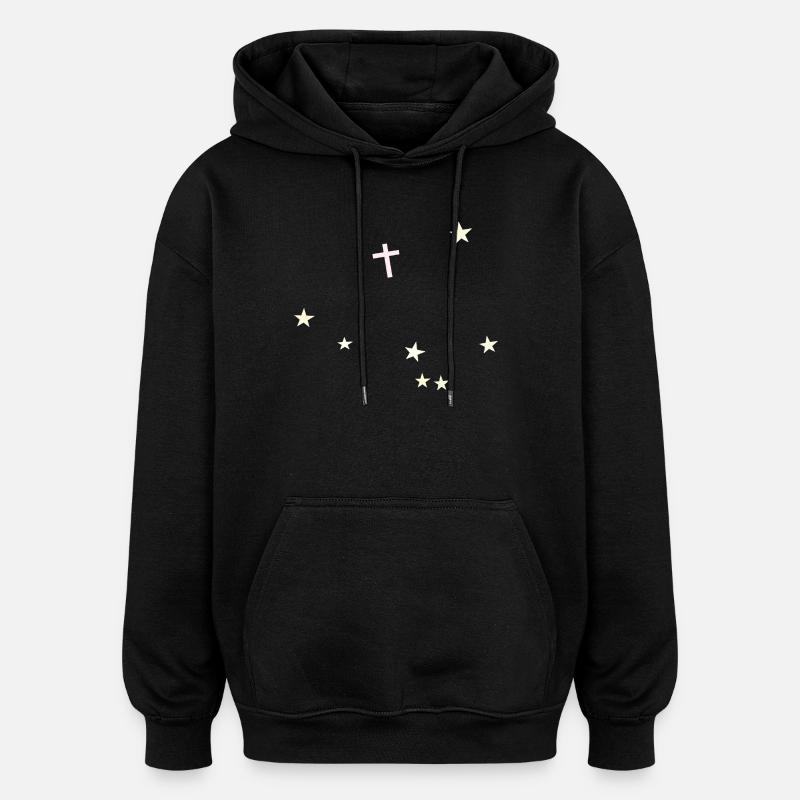 Croix dans le ciel étoilé - Sweat à capuche oversize unisexe - noir