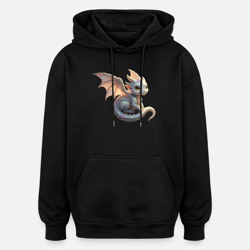 Petit Dragon mignon - Sweat à capuche oversize unisexe - noir