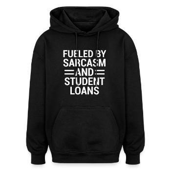 Funny Sarcasm Student Loans College Debt T-shirt - Oversized Unisex Hoodie - black - Front - Noah (186cm)