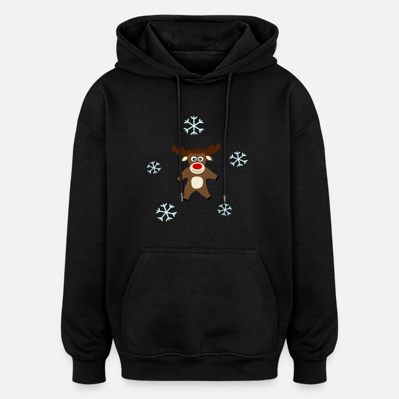 Noël des rennes - Sweat à capuche oversize unisexe - noir