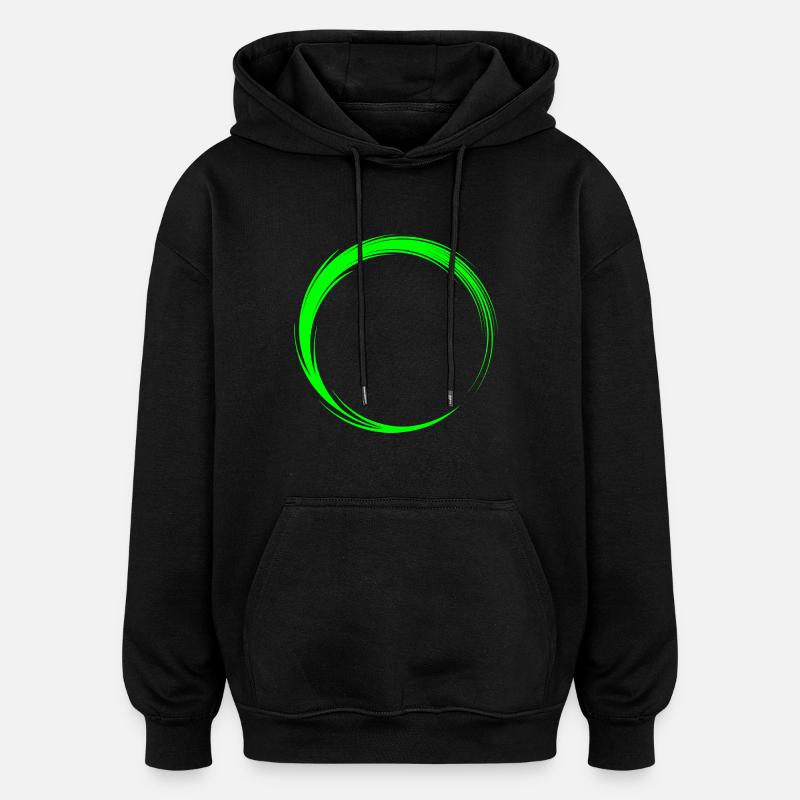 Forme d'icône de cercle - Sweat à capuche oversize unisexe - noir