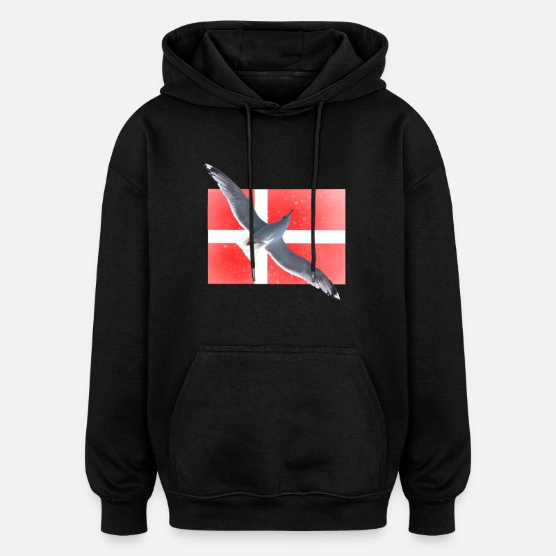 Danemark Mouette Danmark - Sweat à capuche oversize unisexe - noir