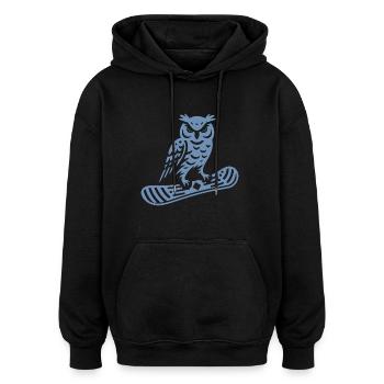 Minimalistisches Design: - Oversized Unisex Hoodie - Schwarz - Vorne - Noah (186cm)