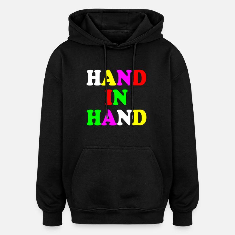Hand in hand - Oversized Unisex Hoodie - Schwarz