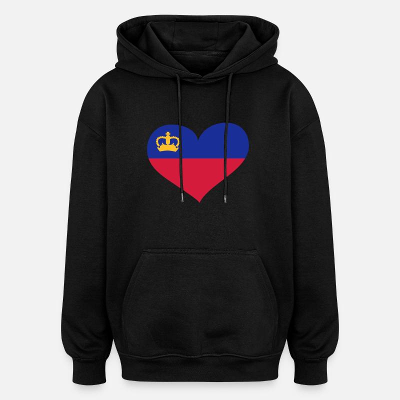 Liechtenstein Herz; Heart Liechtenstein - Sweat à capuche oversize unisexe - noir