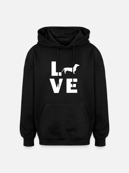 Love dog Dachshund - Oversized Unisex Hoodie - black