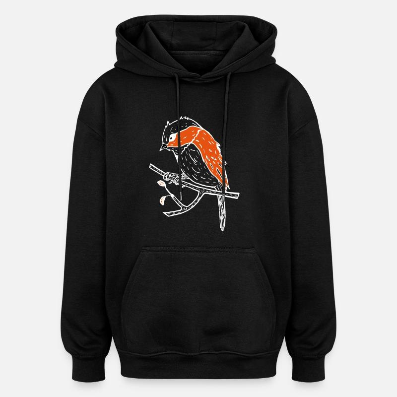 Vogel Illustration Niedlich - Oversized Unisex Hoodie - Schwarz