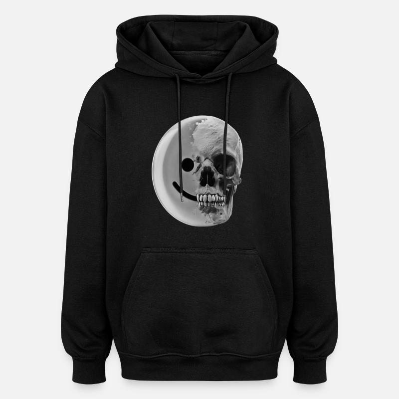 charbon smiley - Sweat à capuche oversize unisexe - noir