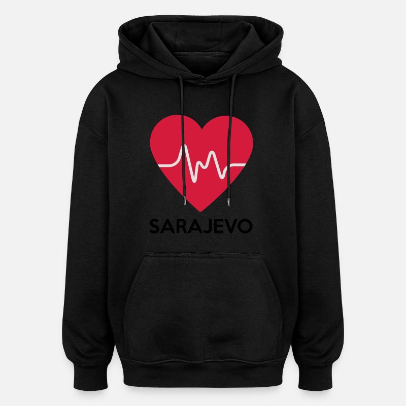 coeur Sarajevo - Sweat à capuche oversize unisexe - noir