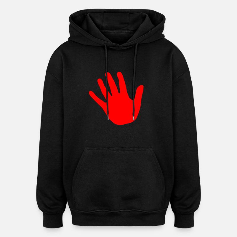 hand rot - Oversized Unisex Hoodie - Schwarz