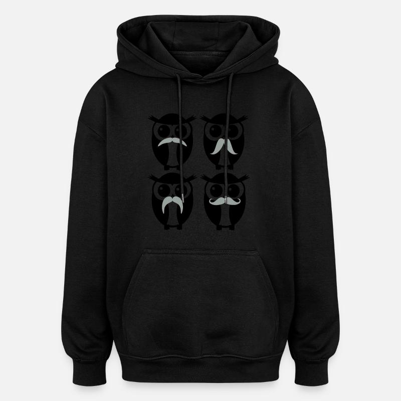 moustache owl - Sweat à capuche oversize unisexe - noir