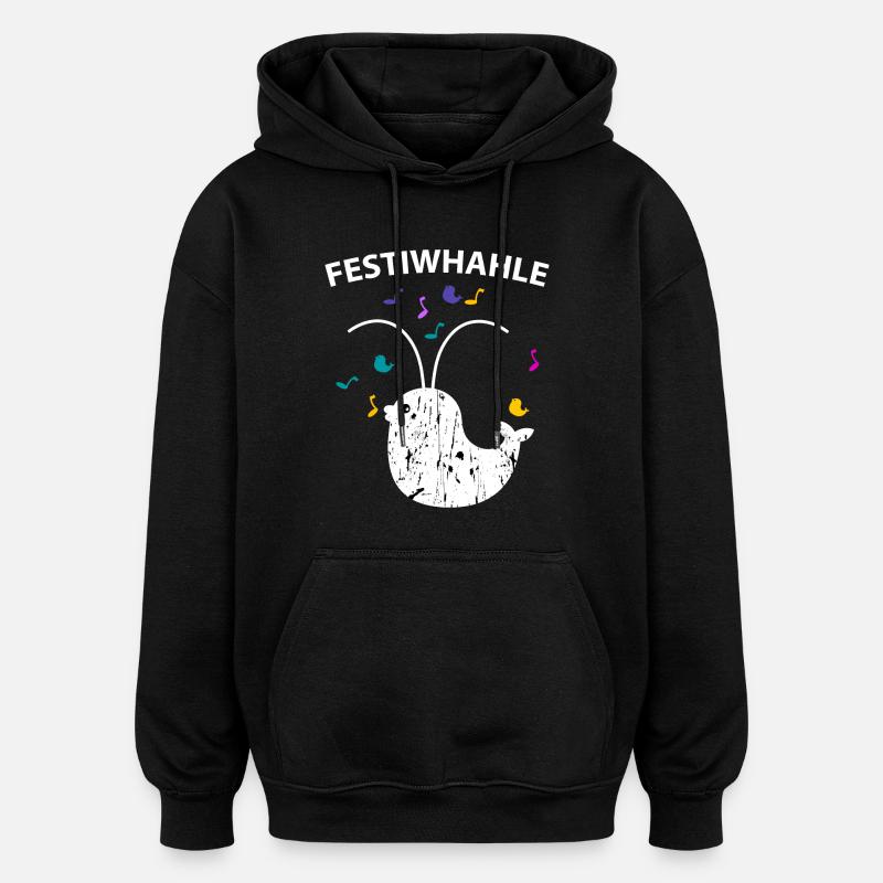 Festiwhale - Sweat à capuche oversize unisexe - noir