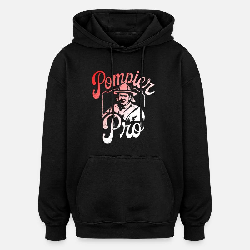 Pompier Pro - Sweat à capuche oversize unisexe - noir