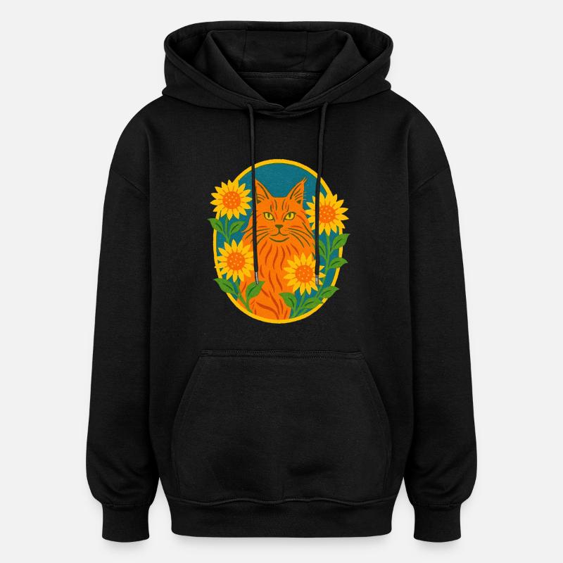 Chat Chat Roux - Sweat à capuche oversize unisexe - noir