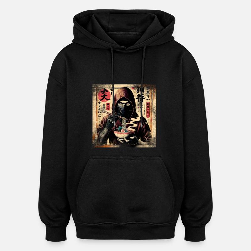 Ramen Ninja Grunge Style d’affiche - Sweat à capuche oversize unisexe - noir