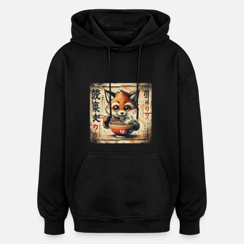 Fuchs Ramen - Oversized Unisex Hoodie - Schwarz